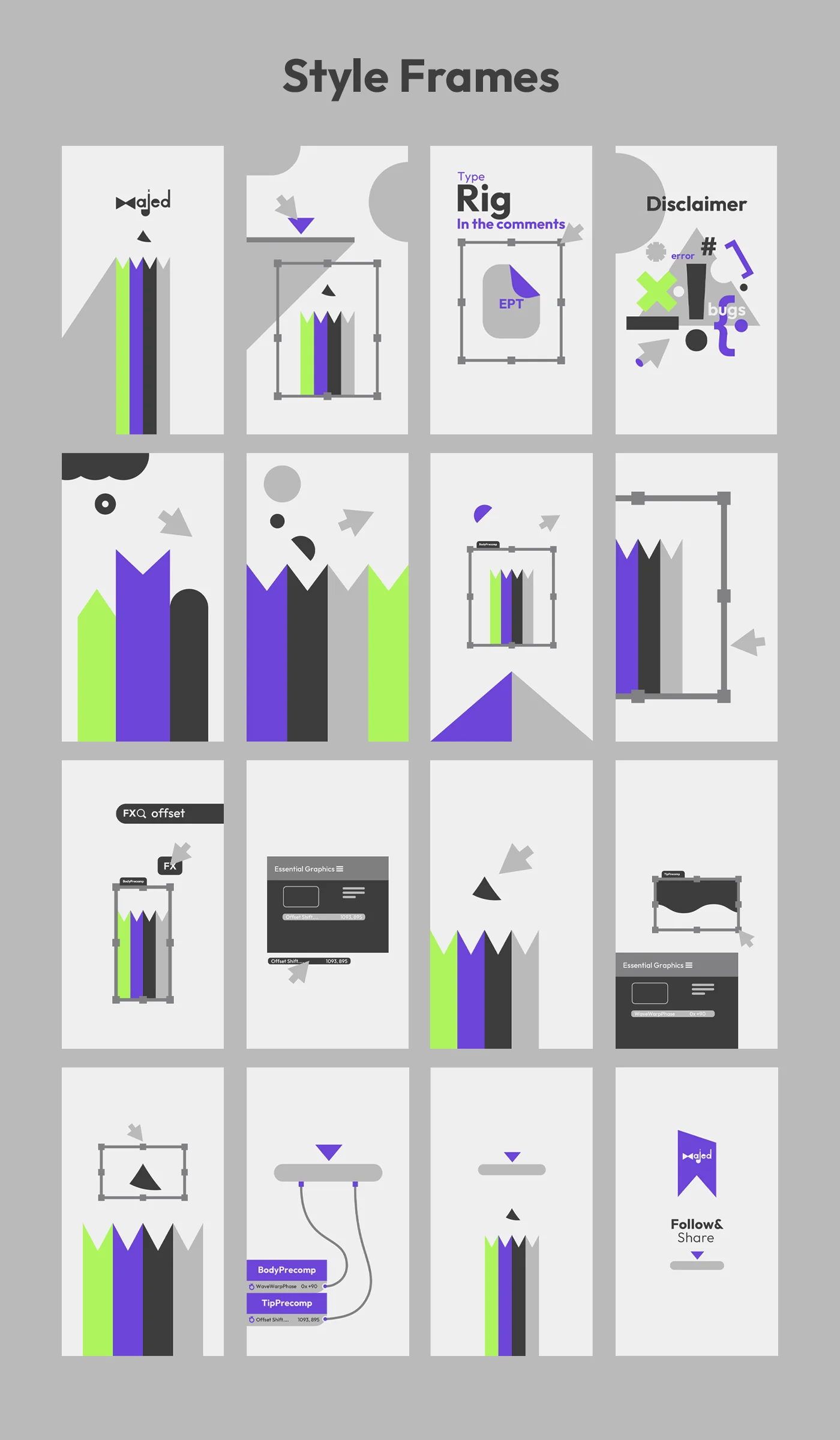Explainer video styleframes showing final color and animation sequence
