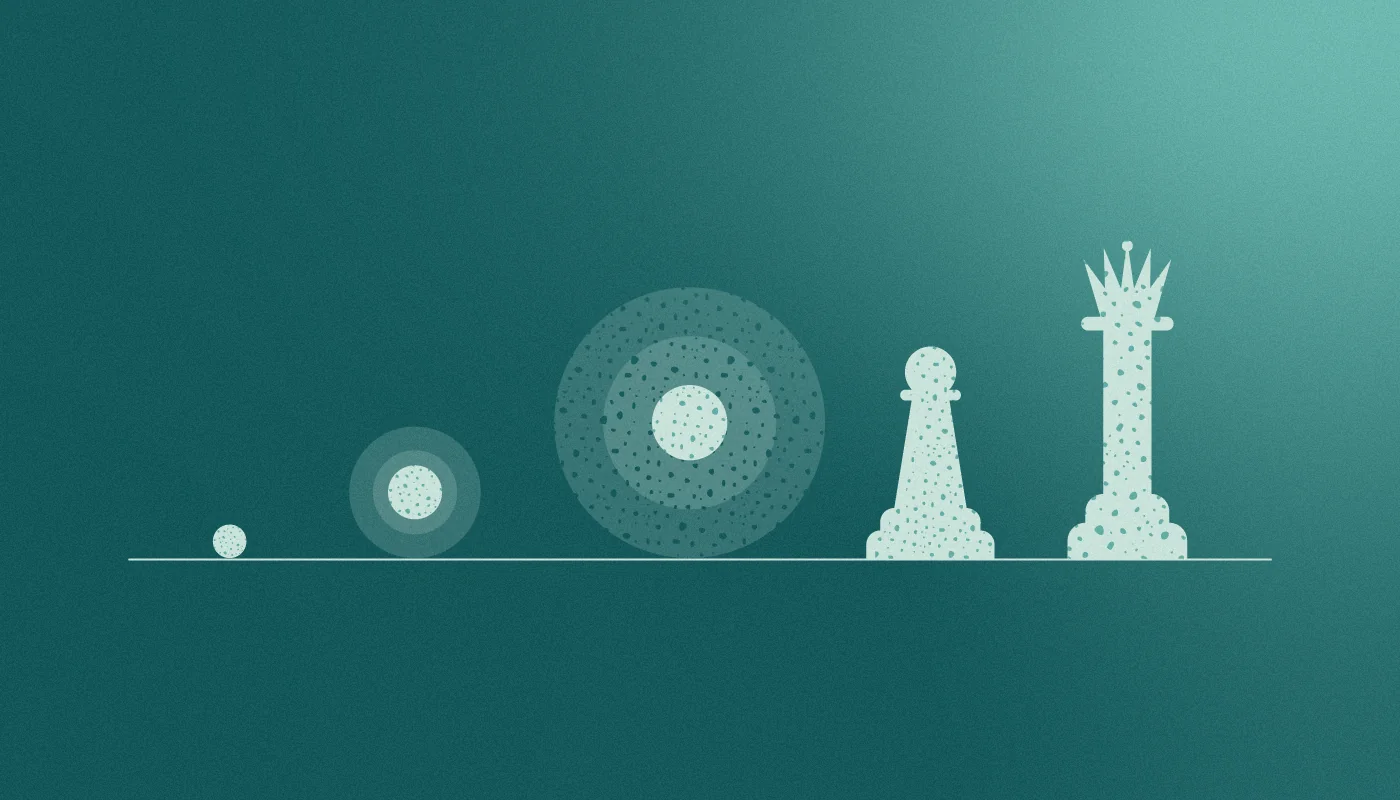 Character design progression from sphere to chess queen